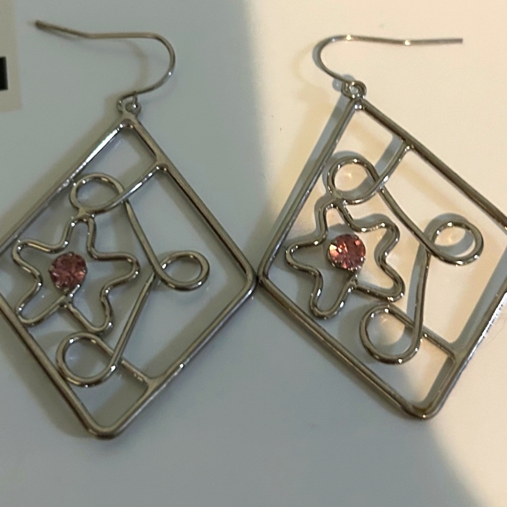Elegant Silver and Pink Floral Earrings